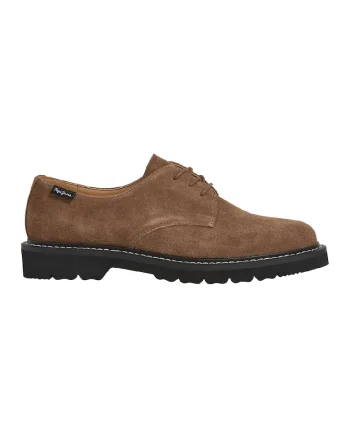Pantofi derby din piele intoarsa, Maro deschis