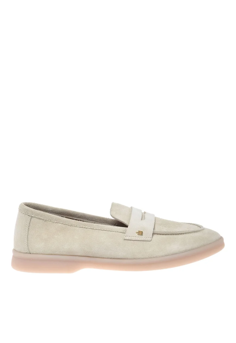 Pantofi loafer de piele intoarsa, Alb murdar