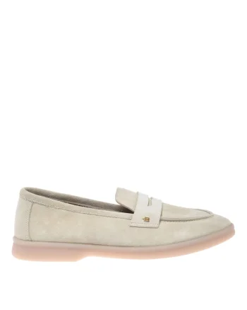 Pantofi loafer de piele intoarsa, Alb murdar