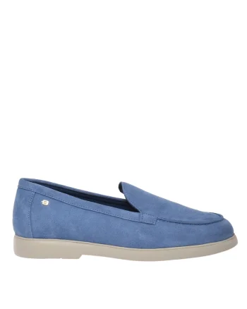 Pantofi loafer din piele intoarsa cu varf rotund, Albastru