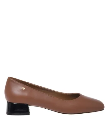 Pantofi din piele cu varf patrat, Maro