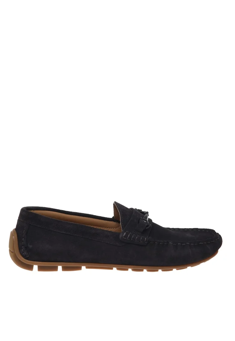 Pantofi loafer din piele intoarsa cu model uni, Gri