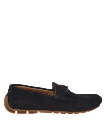 Pantofi loafer din piele intoarsa cu model uni, Gri