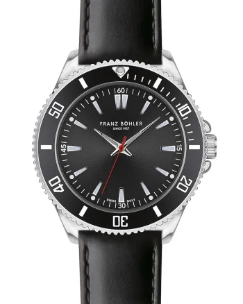 FRANZ BÖHLER, Ceas quartz cu o curea din piele, Negru