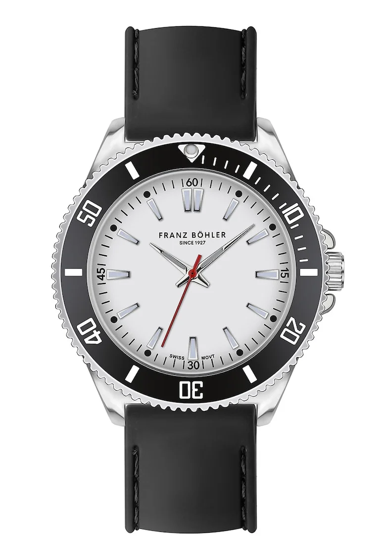 FRANZ BÖHLER, Ceas quartz cu o curea din piele, Negru
