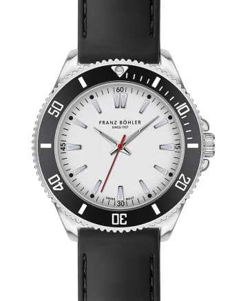 FRANZ BÖHLER, Ceas quartz cu o curea din piele, Negru