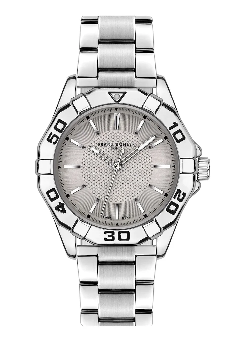 FRANZ BÖHLER, Ceas quartz cu logo pe cadran, Argintiu