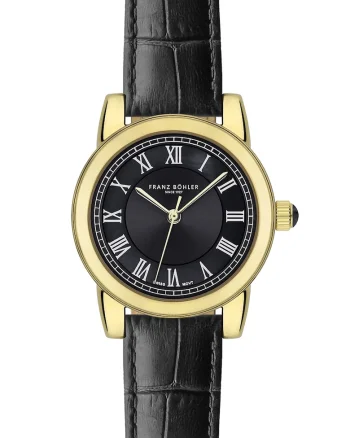 FRANZ BÖHLER, Ceas quartz cu o curea din piele, Negru
