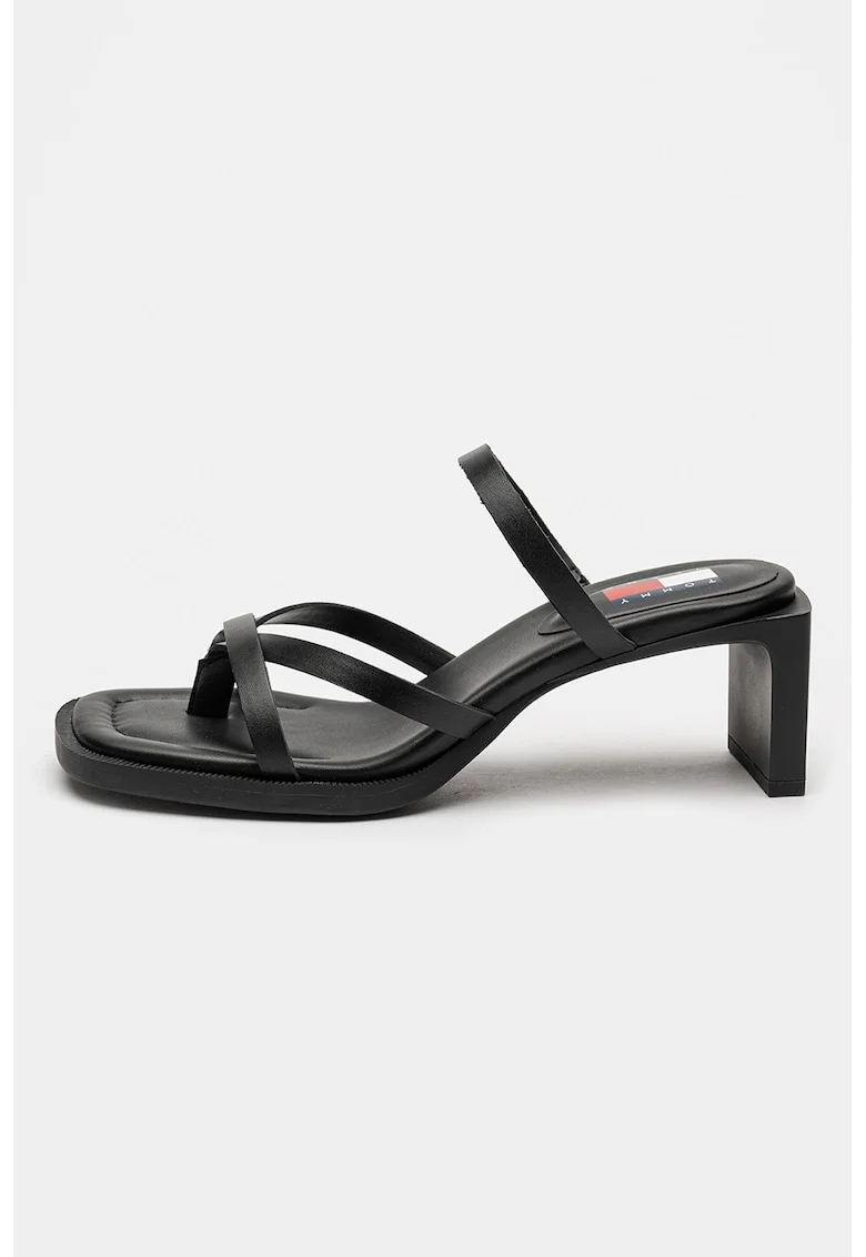Papuci din piele cu toc The Soho, Negru