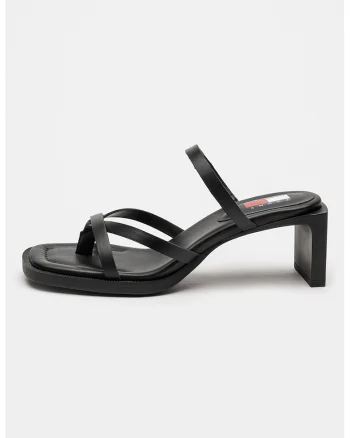 Papuci din piele cu toc The Soho, Negru