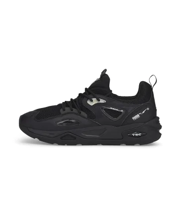 Pantofi sport de piele ecologica cu insertii de plasa Triple, Negru