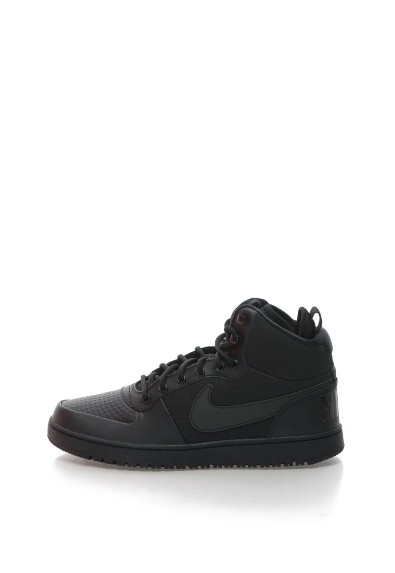 Pantofi sport mid-high de piele Court Borough, Negru, Negru