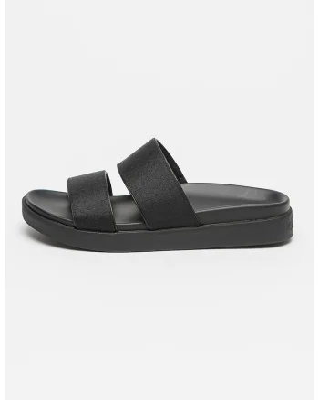 Papuci din panza cu model logo, Negru