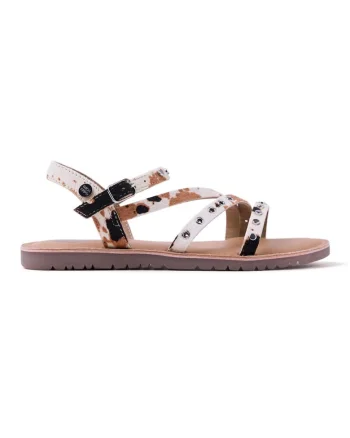 Sandale cu barete multiple si model animal print, Multicolor