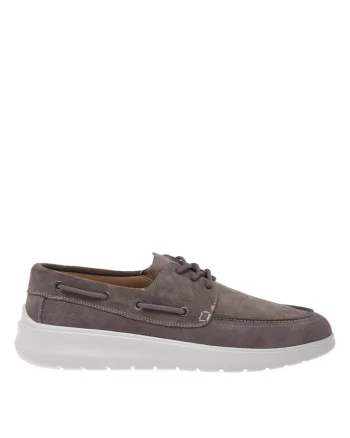 Pantofi loafer din piele intoarsa cu sireturi, Maro taupe