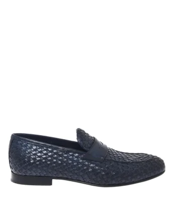 Pantofi loaferi texturati de piele, Albastru