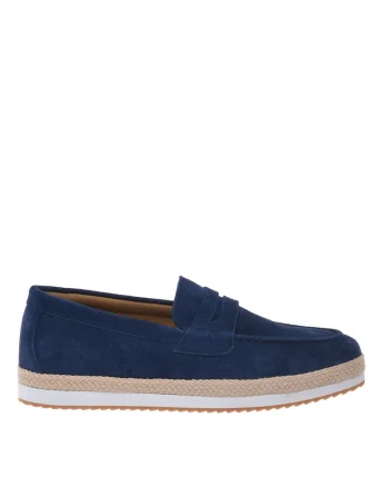 Pantofi loafer uni din piele intoarsa, Albastru