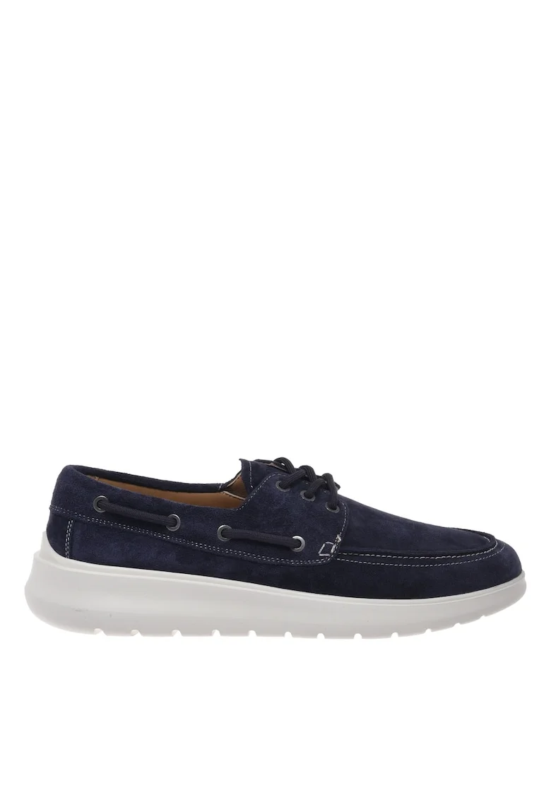 Pantofi loafer din piele intoarsa cu sireturi, Albastru