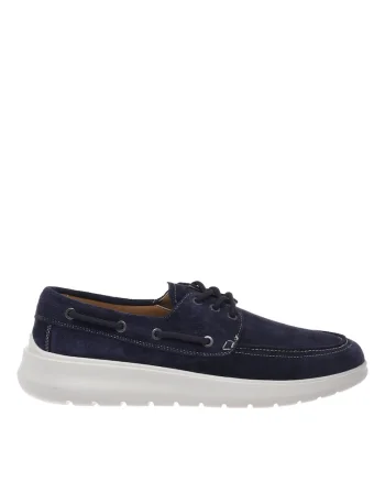 Pantofi loafer din piele intoarsa cu sireturi, Albastru
