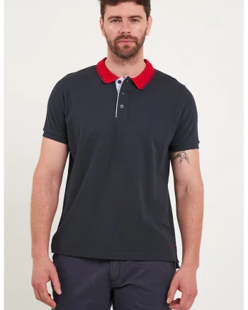 Tricou polo de bumbac cu guler contrastant, Albastru ultramarin