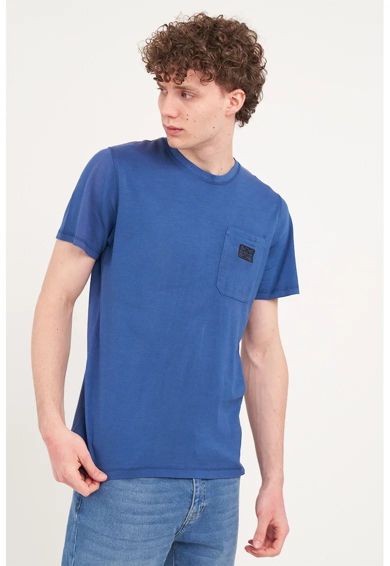 Tricou regular fit cu buzunar aplicat, Albastru inchis