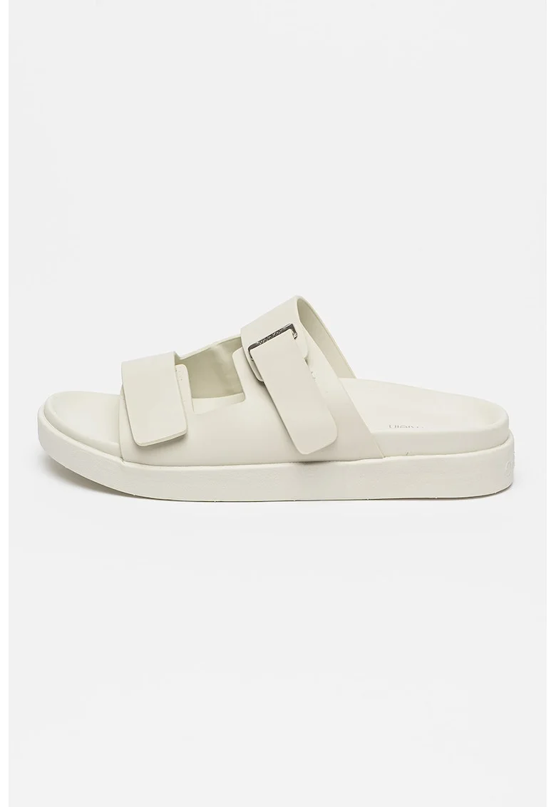 Sandale din piele cu barete cu inchidere velcro, Alb