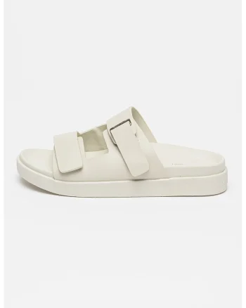 Sandale din piele cu barete cu inchidere velcro, Alb