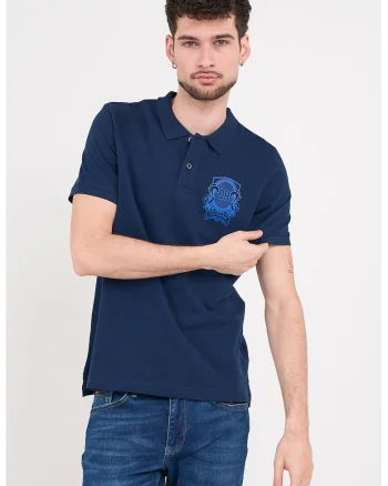 Tricou polo regular fit, Bleumarin