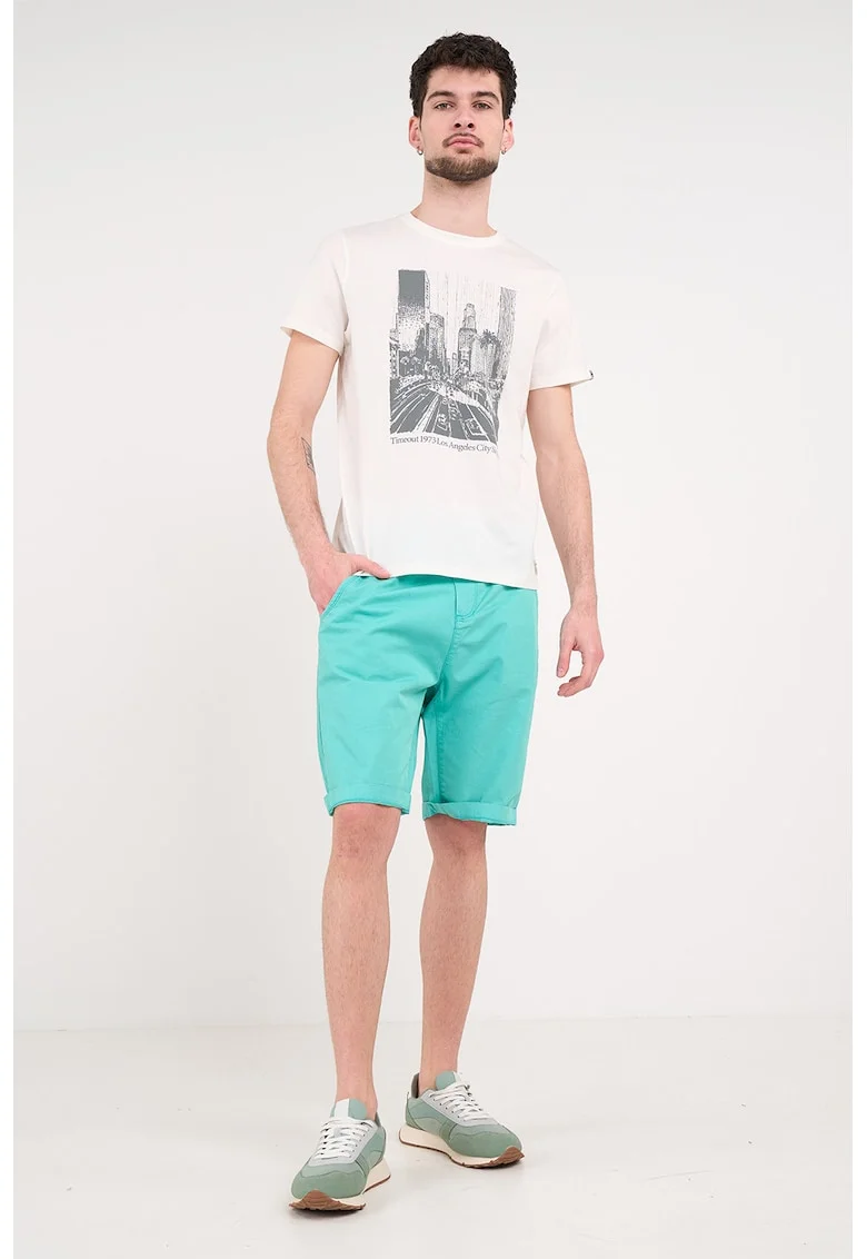 Pantaloni scurti chino cu buzunare, Albastru aquamarin