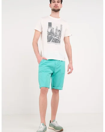 Pantaloni scurti chino cu buzunare, Albastru aquamarin