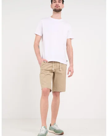 Pantaloni scurti de bumbac cu snur, Bej