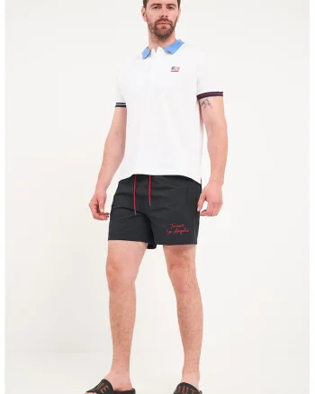 Pantaloni scurti de baie cu logo, Rosu/Negru