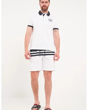 Pantaloni scurti cu dungi, Alb/Albastru ultramarin