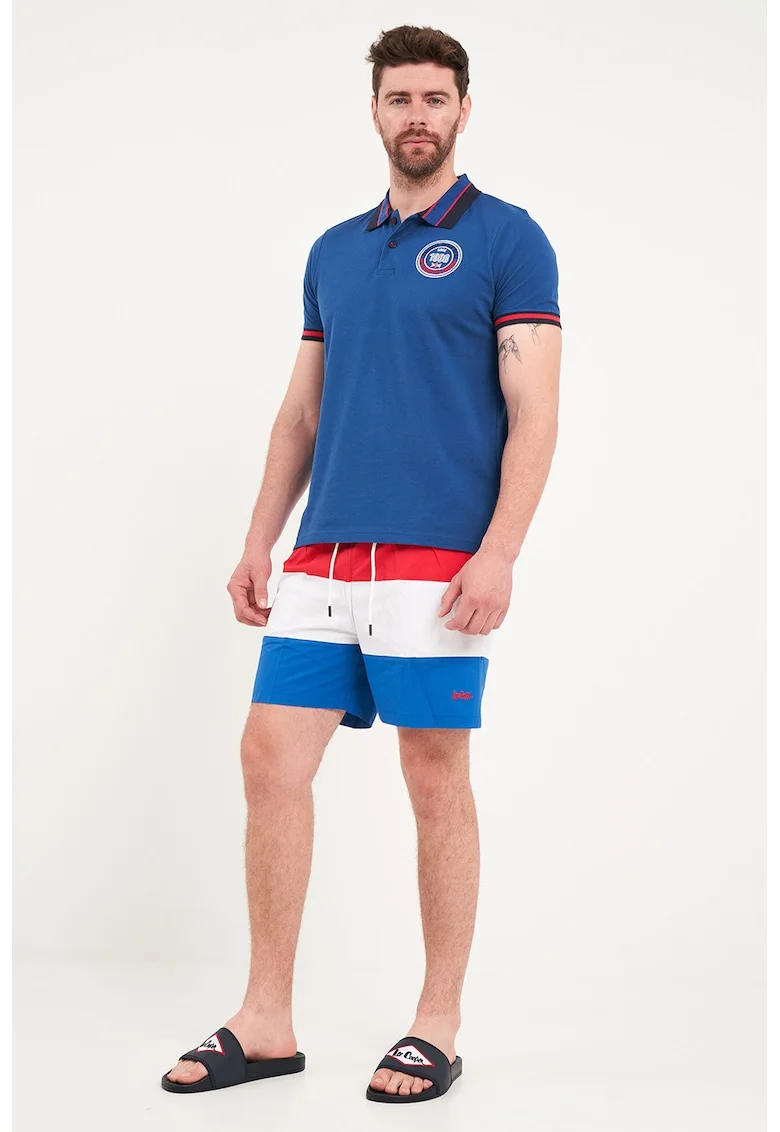 Pantaloni scurti de baie cu talie medie, Rosu/Alb/Albastru