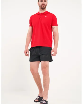 Pantaloni scurti de baie uni cu talie medie, Negru