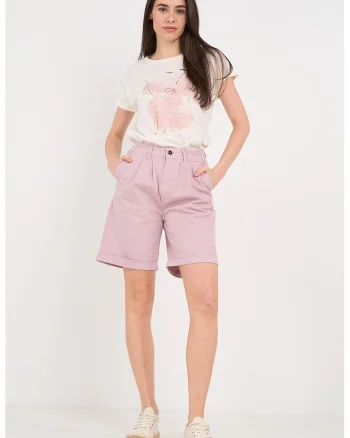 Pantaloni scurti cu talie inalta, Lila deschis