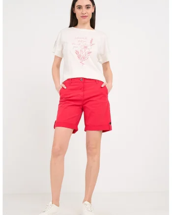 Pantaloni scurti din amestec de bumbac cu buzunare, Roz zmeuriu