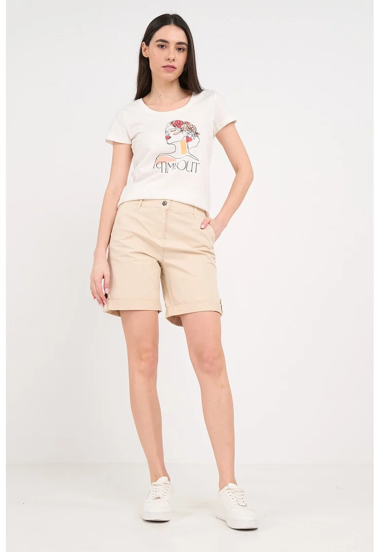 Pantaloni scurti din amestec de bumbac cu buzunare, Bej sampanie