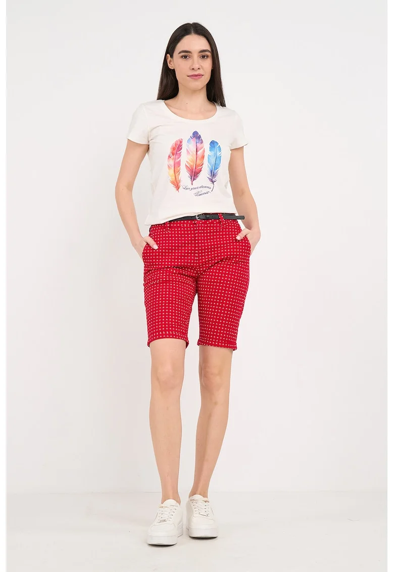 Pantaloni scurti slim fit cu buzunare, Rosu