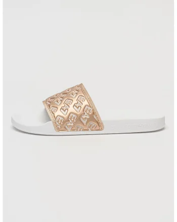 Papuci unisex cu logo stantat, Roz prafuit