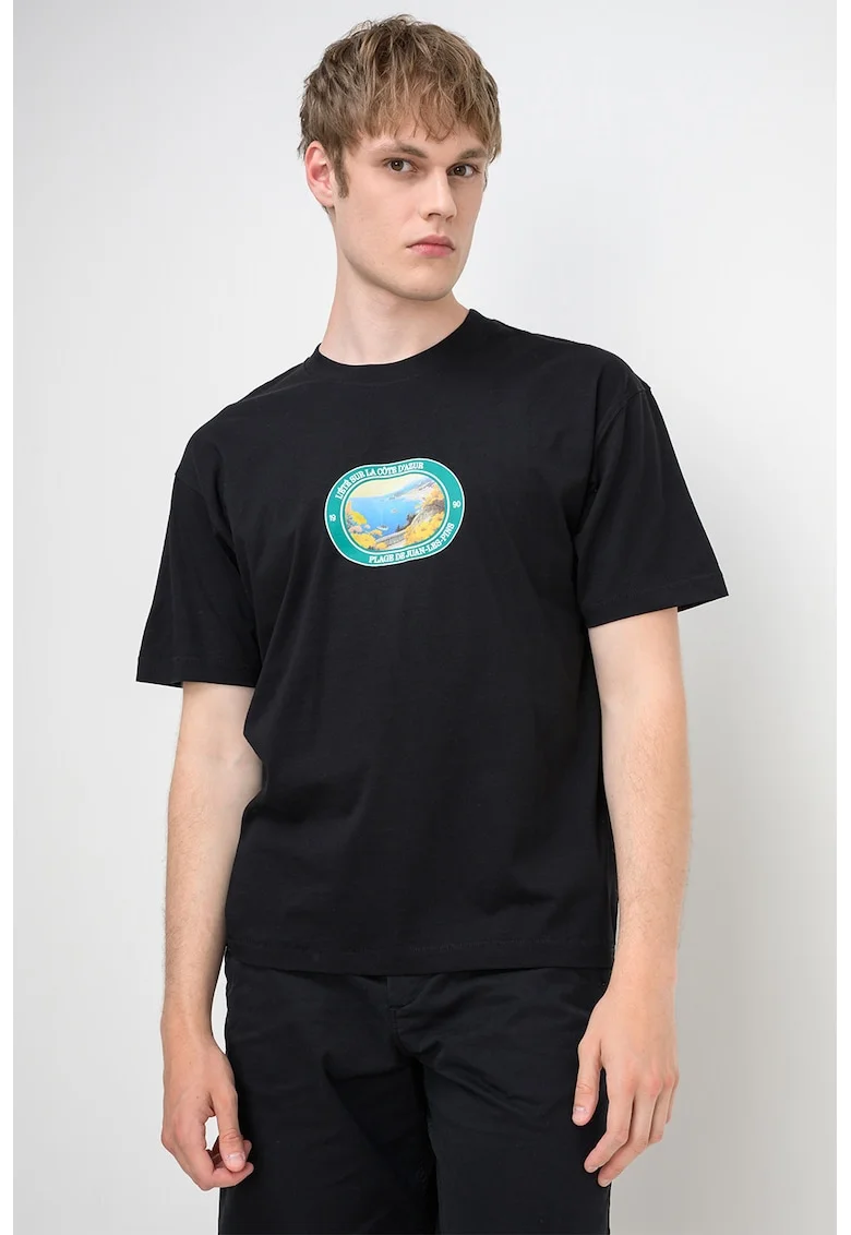 Tricou din bumbac organic Cassis, Negru/Verde englez