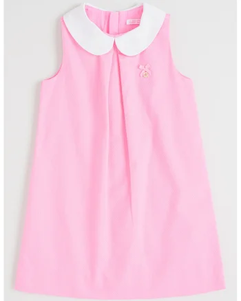 Rochie fara maneci cu guler Peter Pan, Roz pastel