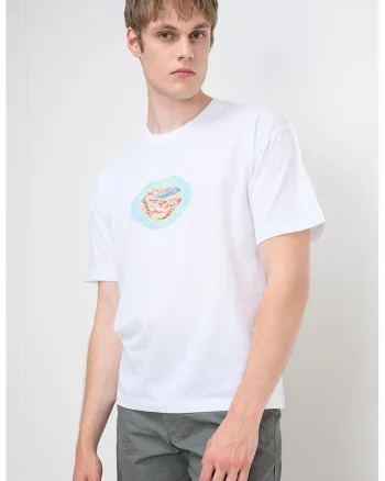 Tricou din bumbac organic Cassis, Albastru pastel/Alb optic