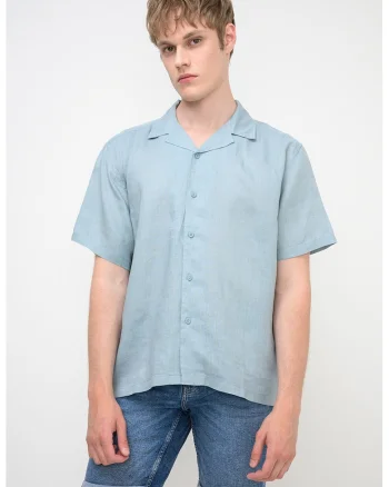 Camasa relaxed fit din in Flynn, Albastru prafuit