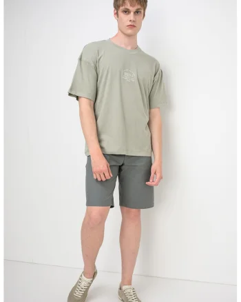 Tricou din bumbac organic cu broderie Menton, Verde pal