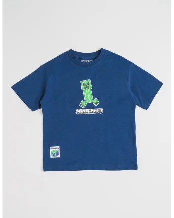 Tricou cu model Minecraft Culture Club, Alb/Verde/Bleumarin