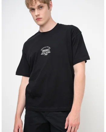 Tricou din bumbac organic cu broderie Menton, Negru