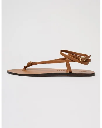 Sandale din piele cu bareta separatoare Kate, Maro camel