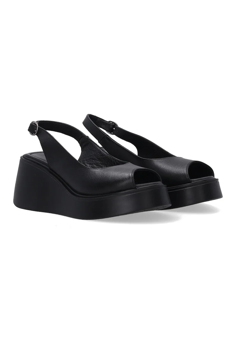 Sandale wedge din piele cu design slingback