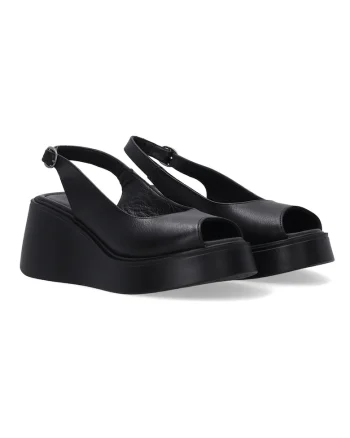 Sandale wedge din piele cu design slingback